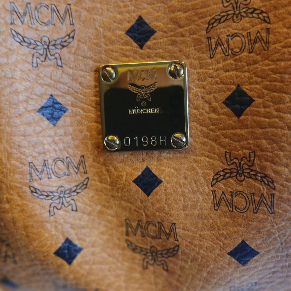 Authentic MCM Visetos Vintage LG Dome Shoulder Bag Cognac Monogram MSRP $1,450 - Picture 3 of 16